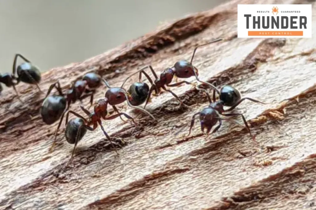 Ants on the wood in the forest